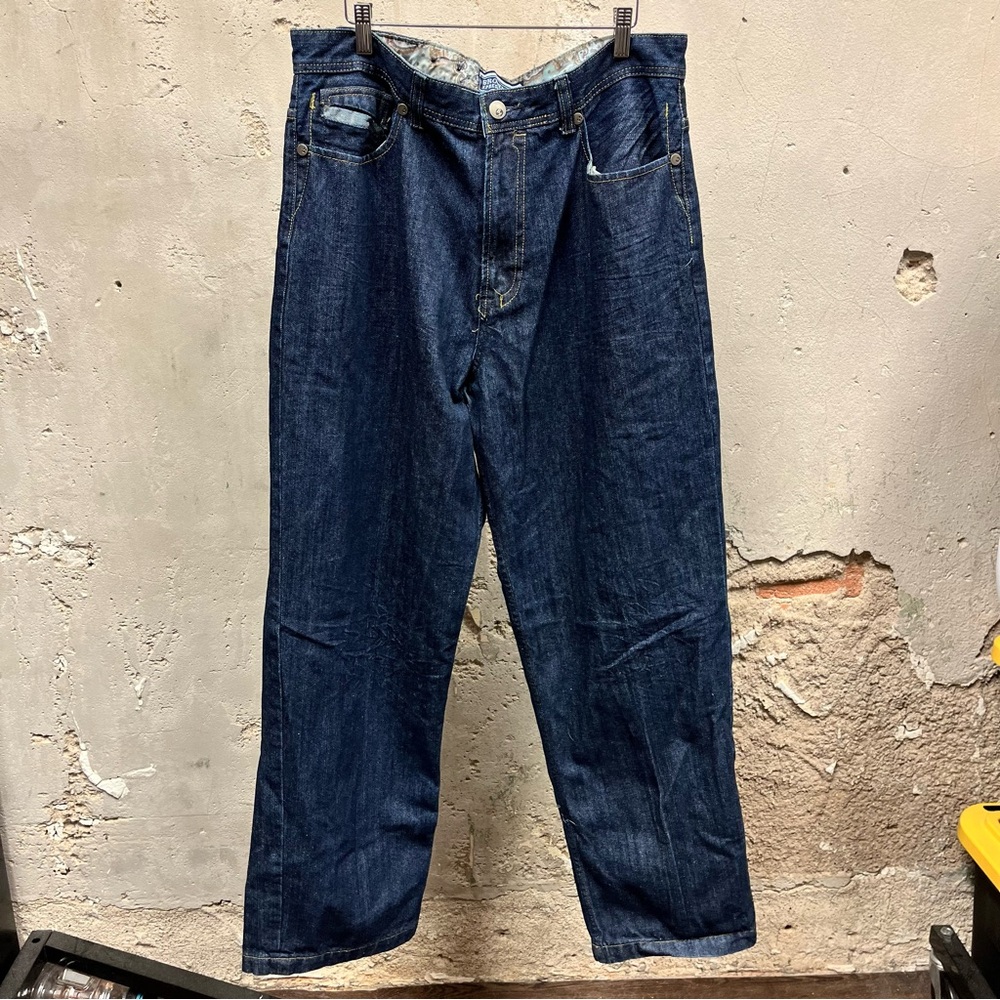 Brooklyn Xpress Dark Wash Baggy Relaxed Fit Y2K Denim Jeans 38x34 Skater Grunge